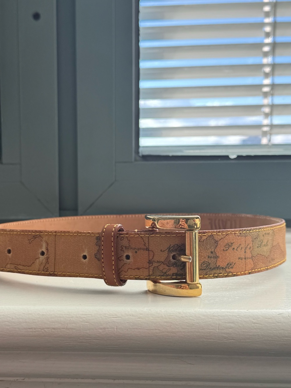 Alviero Martini 1ᴬ Classe Geo Classic map-print leather belt - Picture 6 of 7